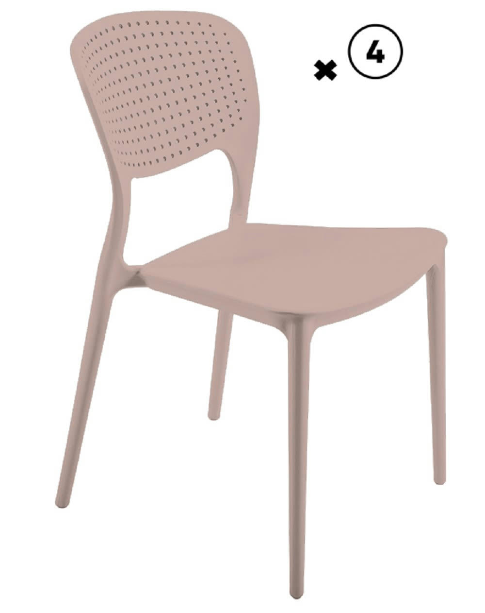 - Lot de 4 chaises ajourée en polypropylène mastic