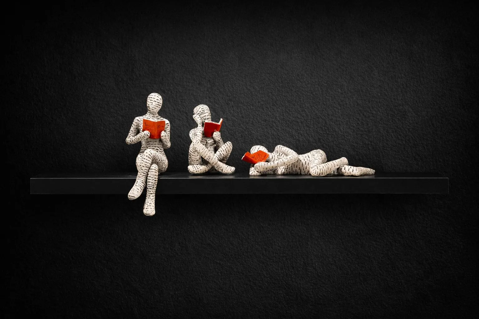 Reading Figurines Book Lovers 3 Bundle, Book Nookr, Mini Reader Sculpture, Library Shelf Decor, Literary Home Decor, Reader Statue