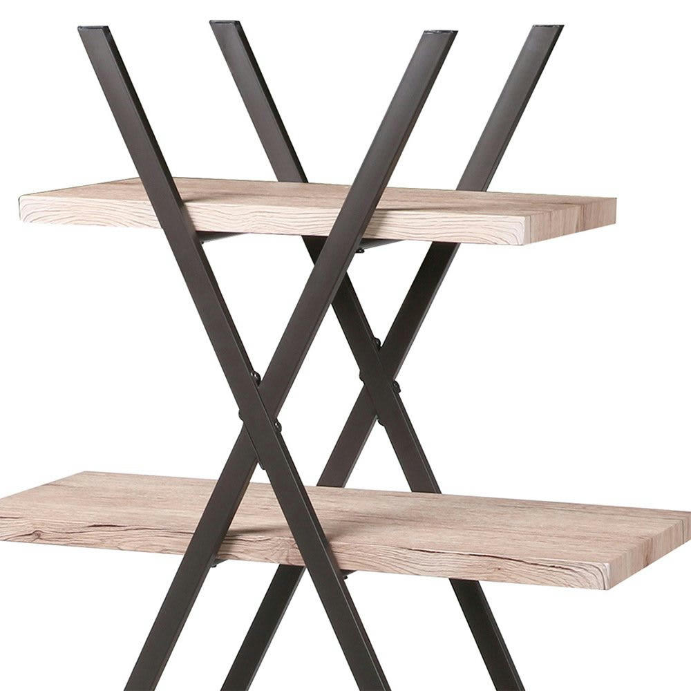 DOCK - Étagère originale en bois MDF et métal noir pyramide