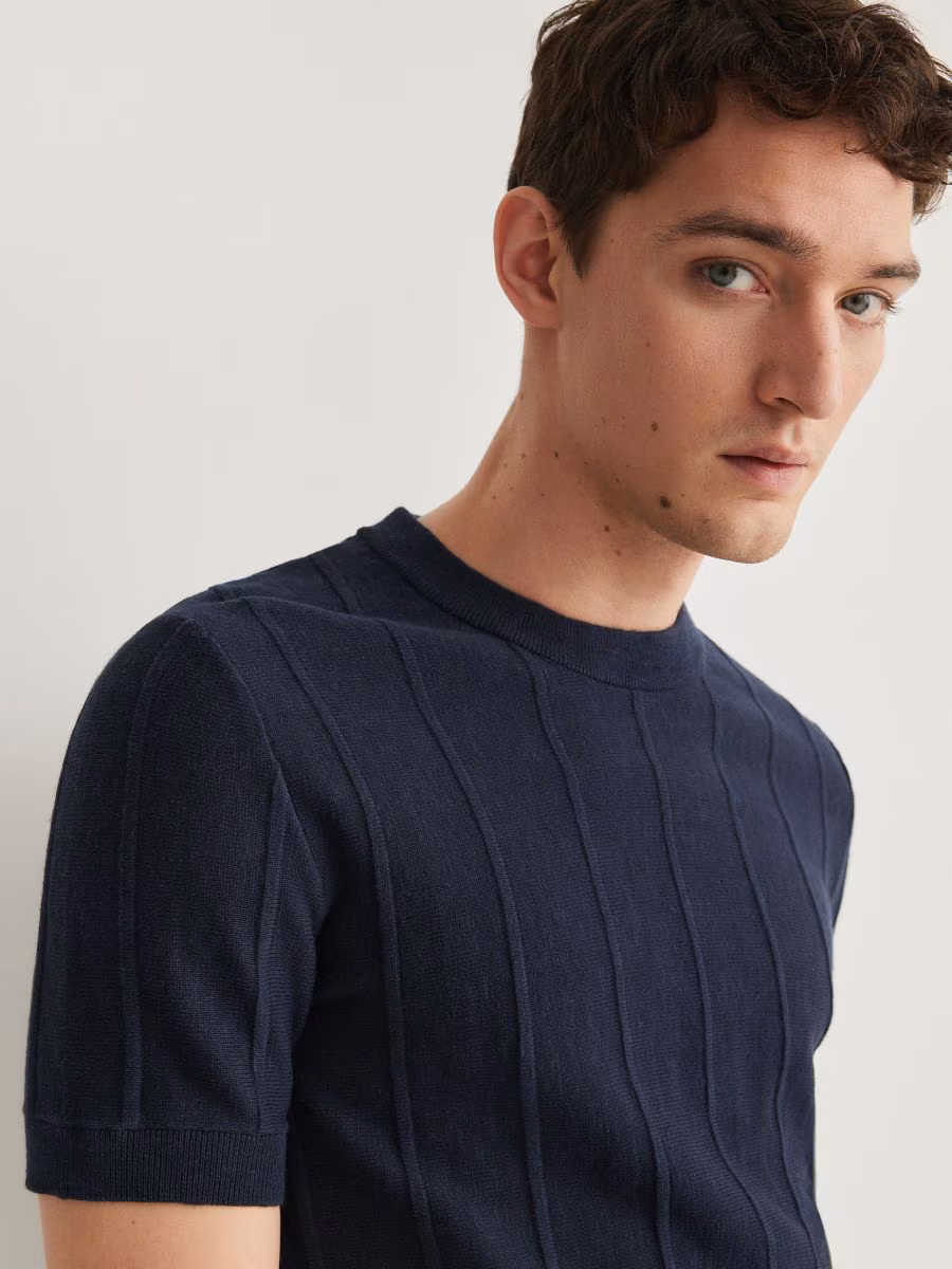 Short Sleeve Jumper With Linen Blend