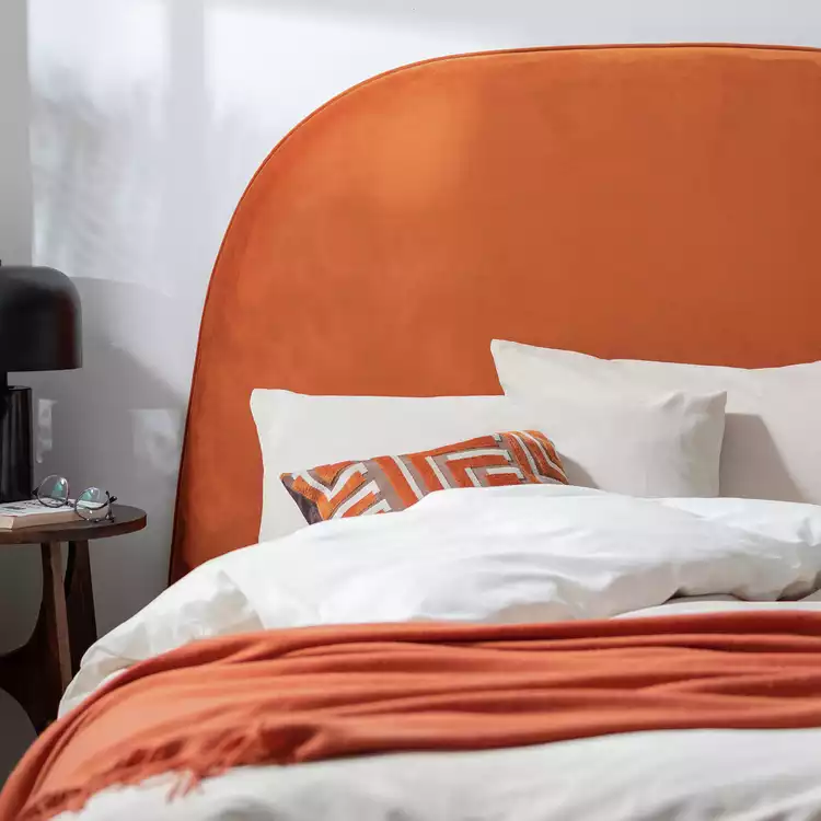 Habitat Rolland Velvet Double Headboard - Orange