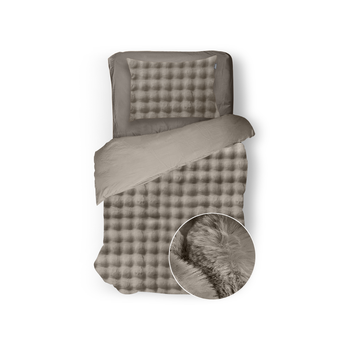 Eleganzzz Dekbedovertrek Shiny Bubble Pom Pom Flanel Fleece - beige