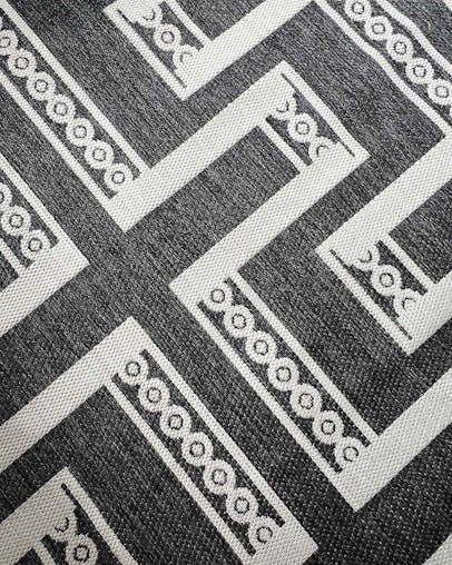 Teyona Charcoal and Ivory Tribal Flatweave Indoor Outdoor Rug