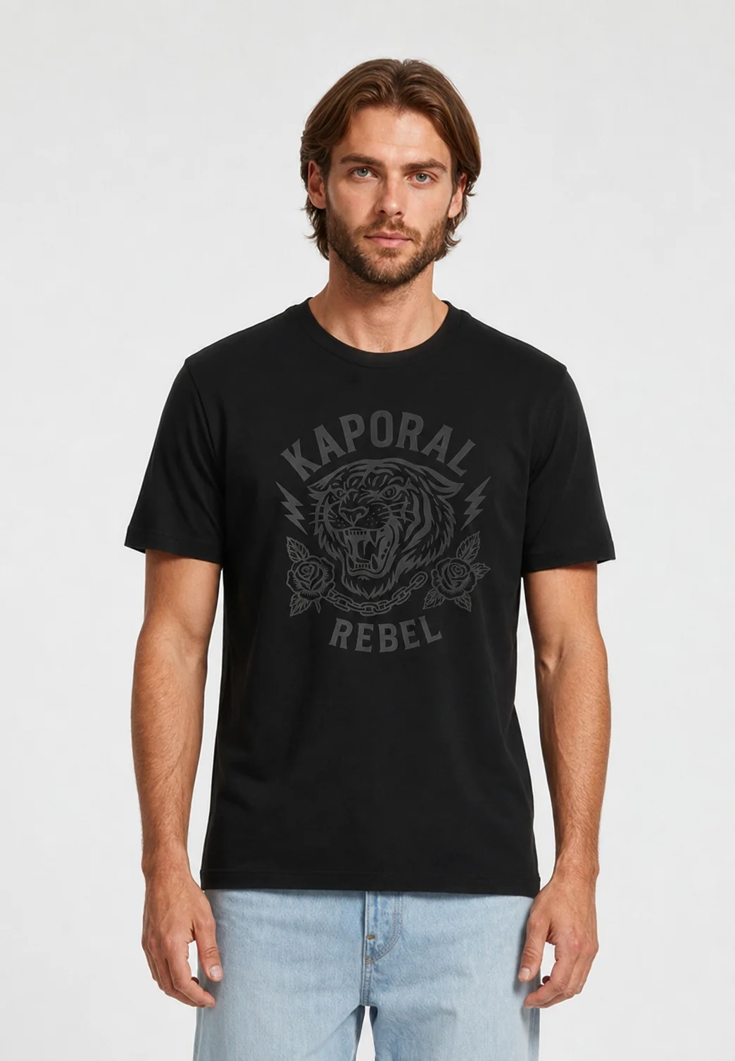 T-shirt manches courtes regular noir coton KULUM
