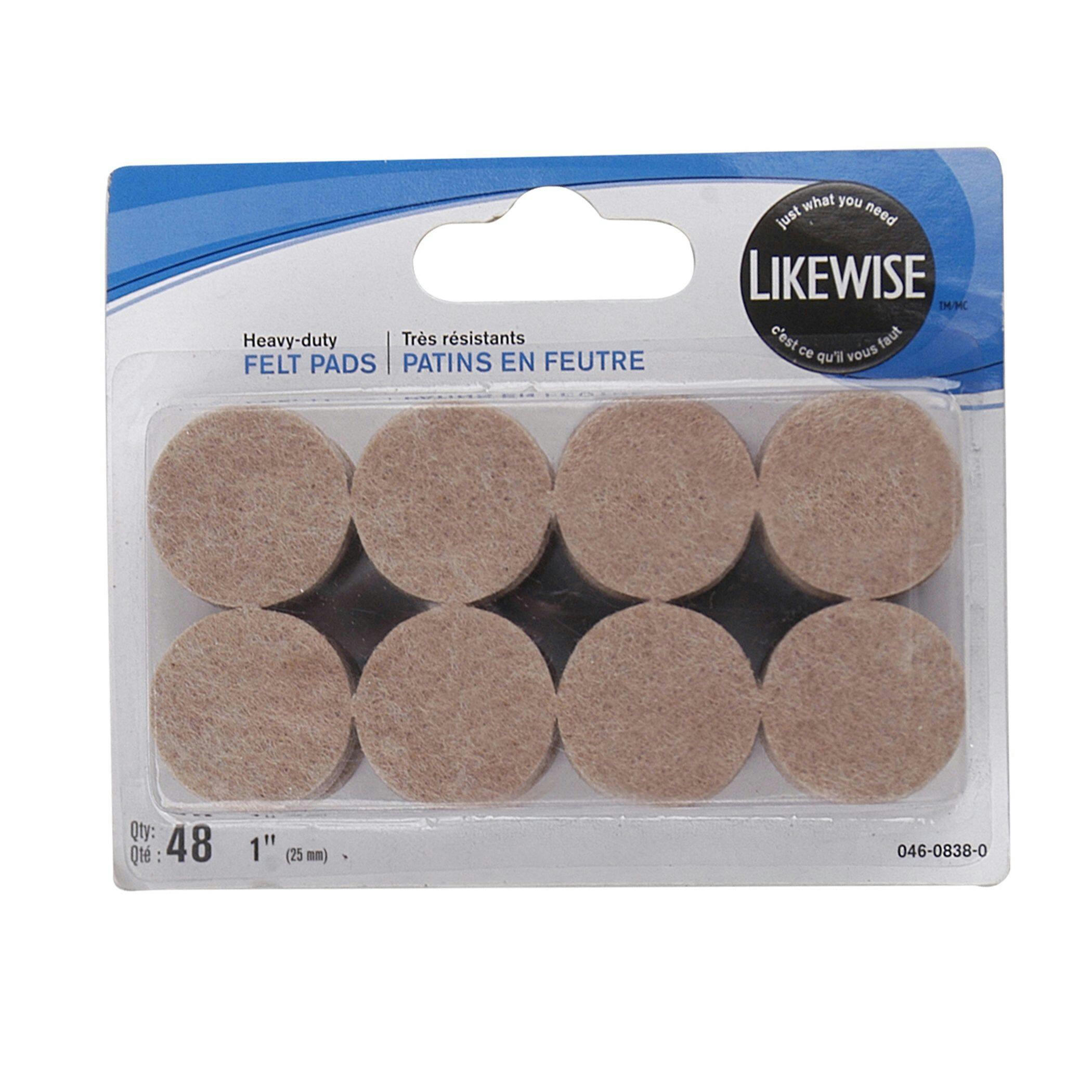 Likewise Round Heavy Duty Felt Pads Value Pack, Surface Protection, 1-in, Beige, 48-pc