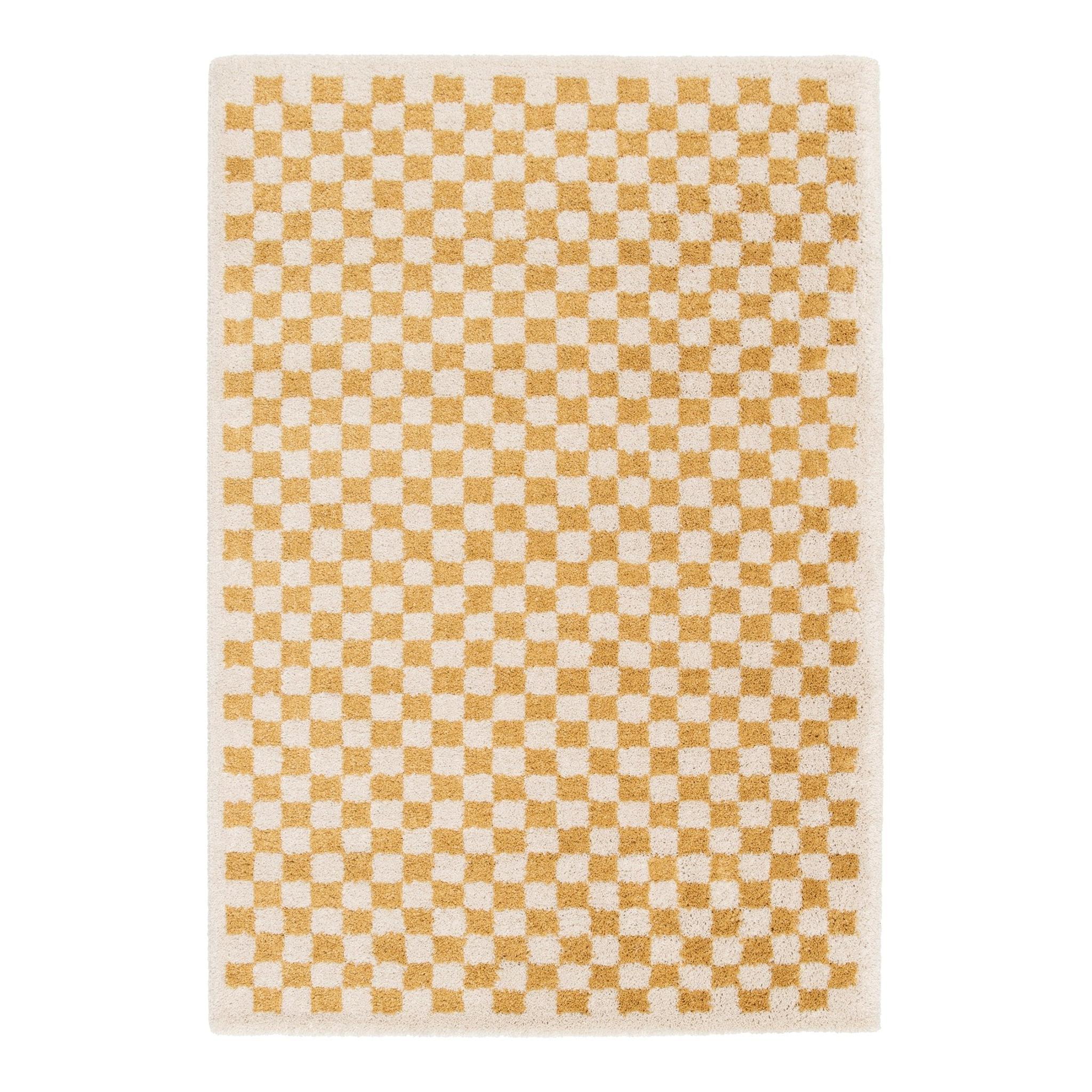 AFK Living vloerkleed Checkers - zeer zacht - geel - 200 x 290 cm