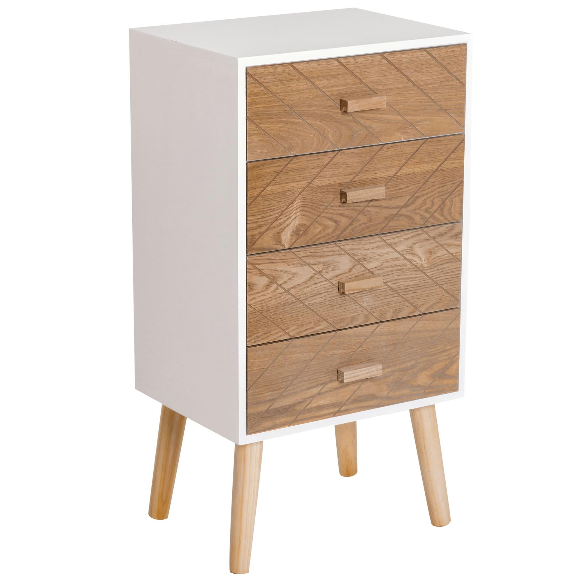 - Chiffonnier design scandinave bicolore blanc hêtre