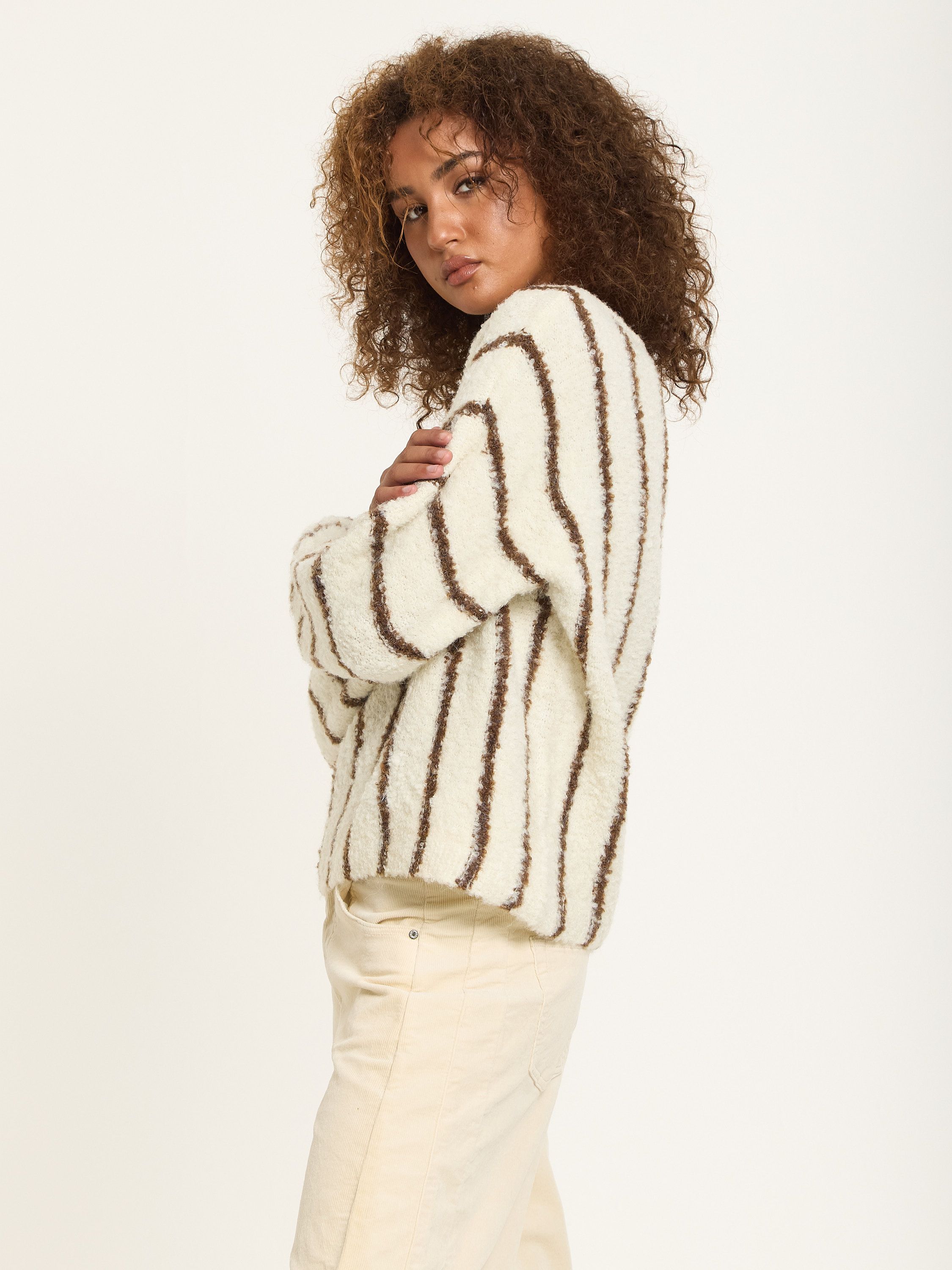 House of Holland Striped Wool Blend Chunky Knit Jumper