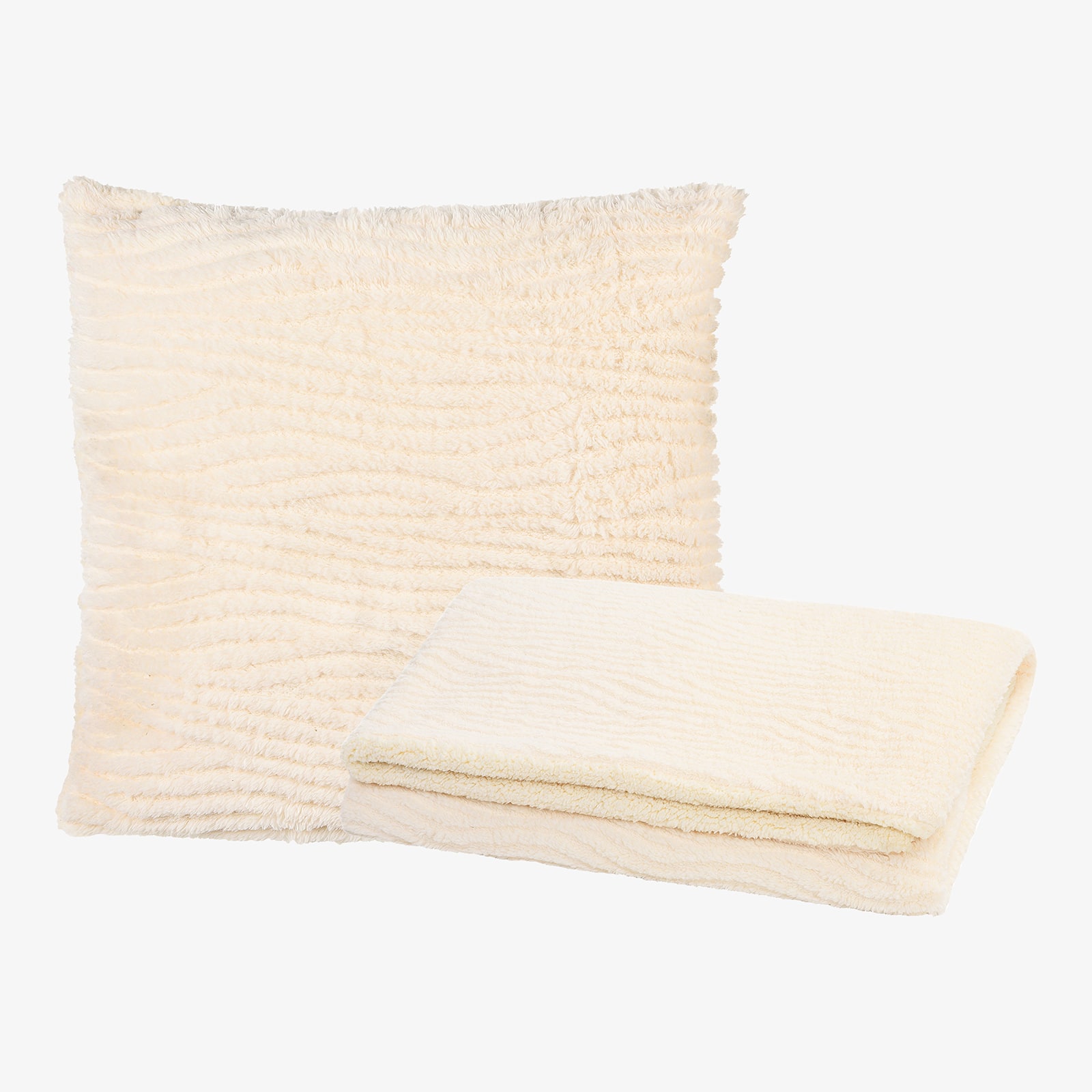 Kissenhülle & Decke Creme, 2 -tlg.