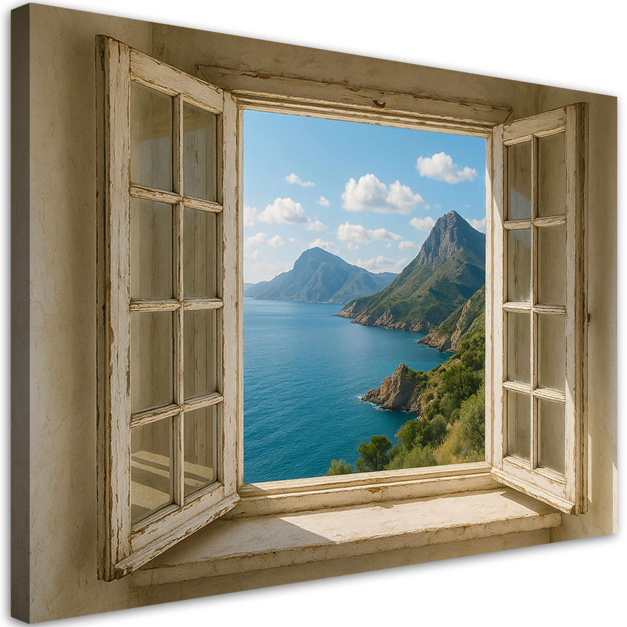 Obraz do salonu sypialni, Widok z okna Morze Góry Shabby Chic 30x20