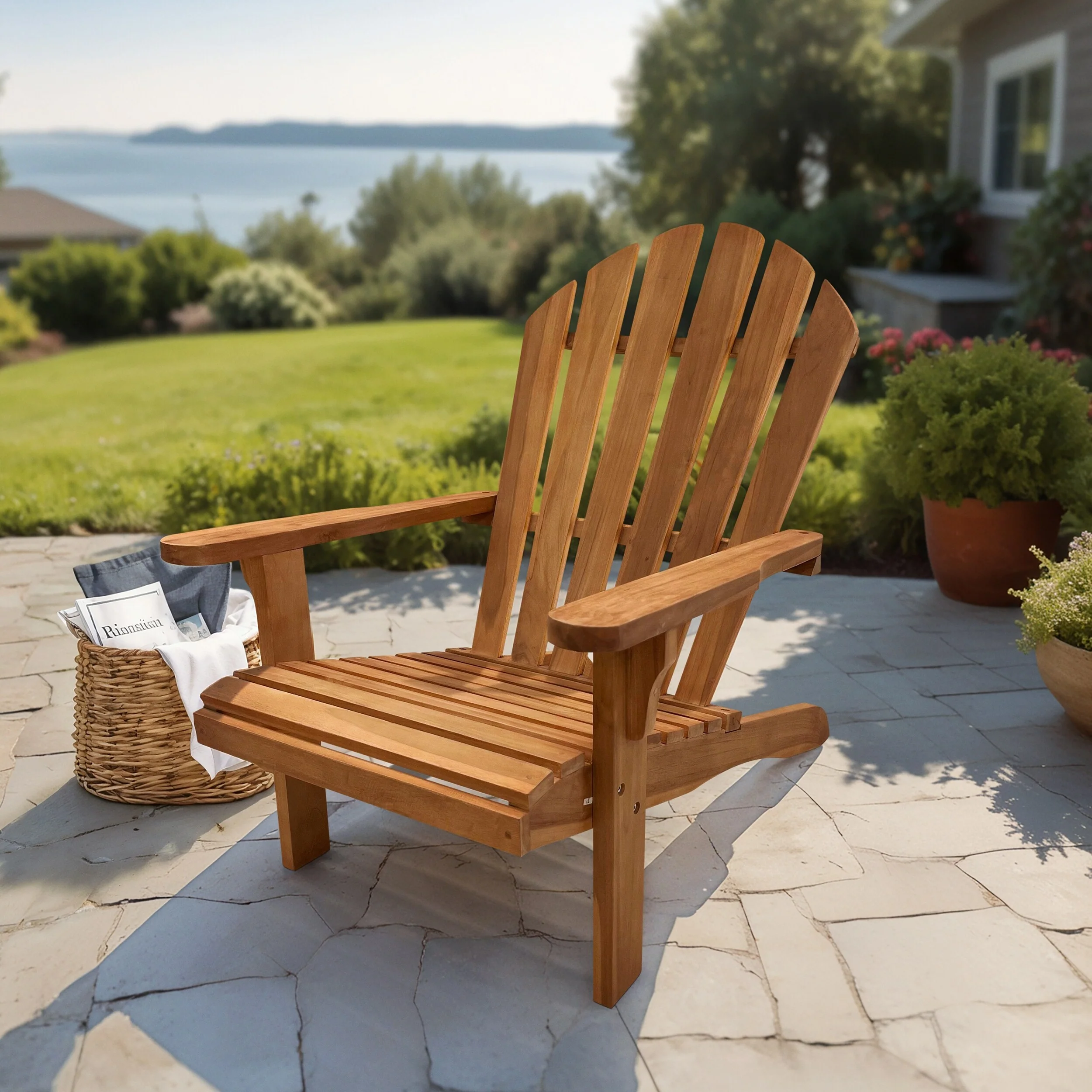LuXeo Bali Teak Adirondack Chair - 28.5(W)x33.5(D)x37(H)
