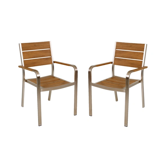 Stuhl-Set »Florence«, Stapelstuhl, 4er, Braun, Aluminium, Kunststoff