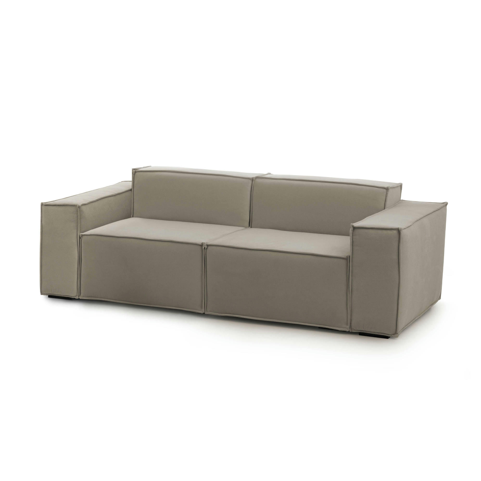 DLONGH - Canapé fixe 2 places en tissu gris tourterelle