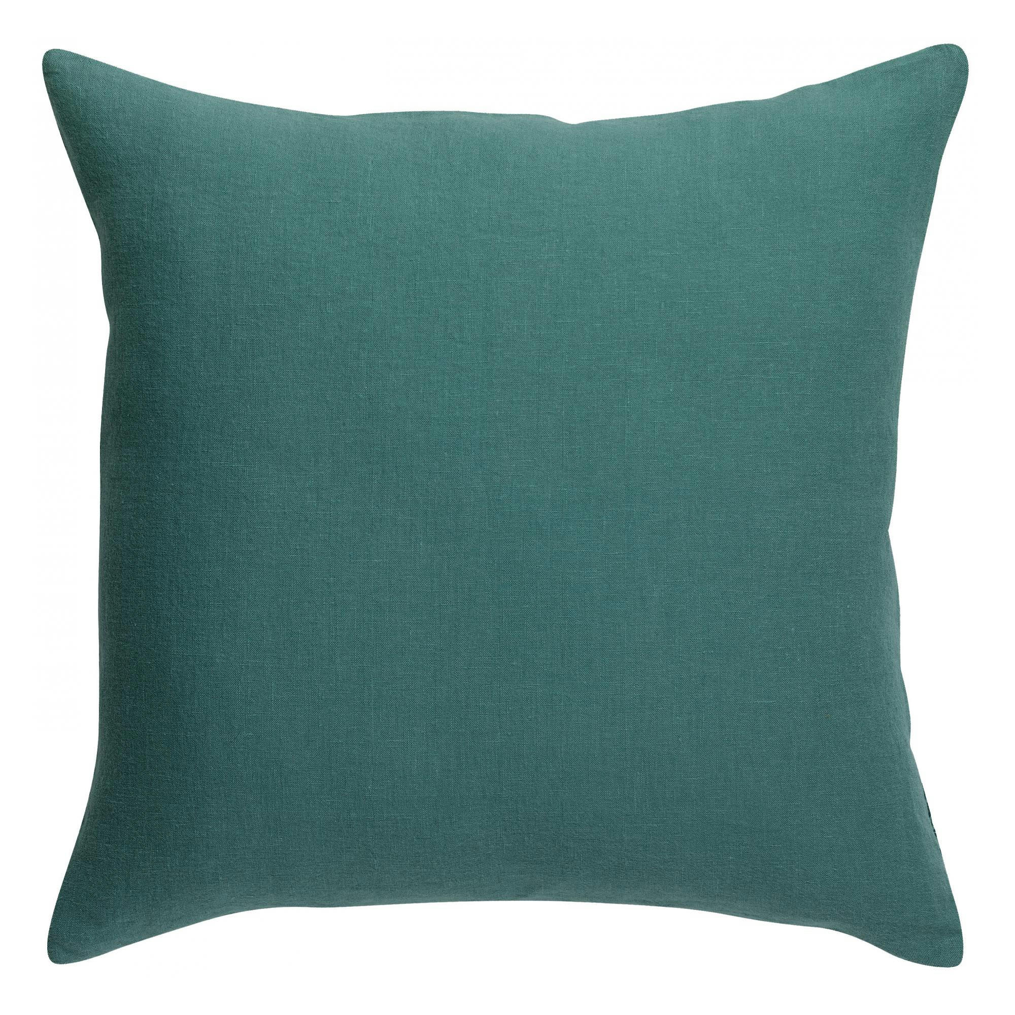 ZEFF - Coussin uni  en lin prusse 45 x 45
