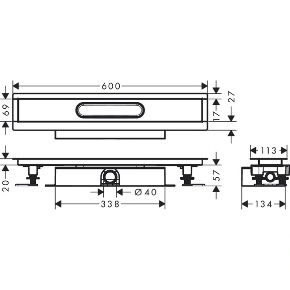 Duschrinne »uBox universal«, 600, BxH: 13,9 x 7,7 cm