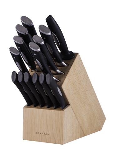 Scanpan Classic 15 Piece Oak 15Pc Knife Block Set  Sharpener