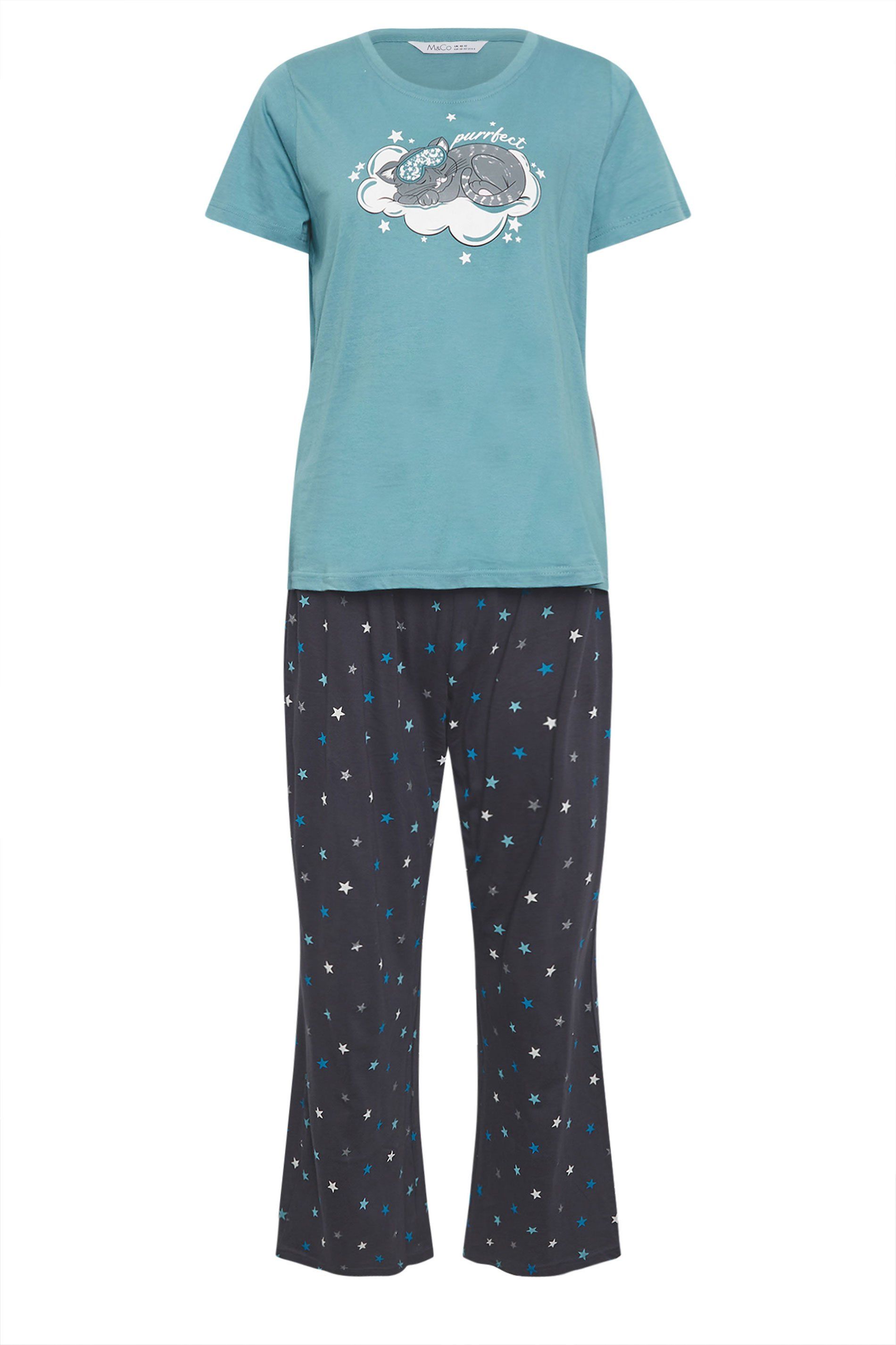 M&Co Purrfect' Cotton Wide Leg Pyjama Set