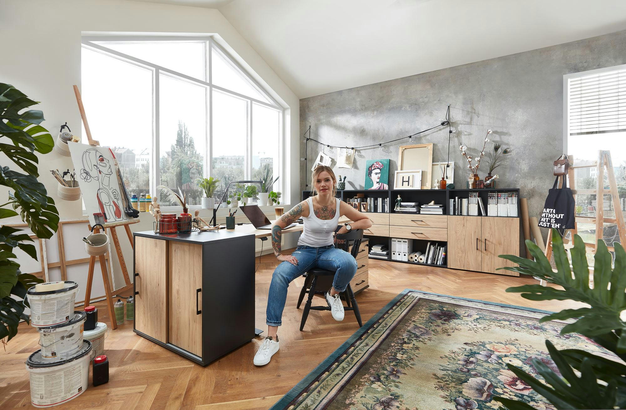 GABIRO - Tapis d'orient floral tissé machine - Multicolore 90x160 cm