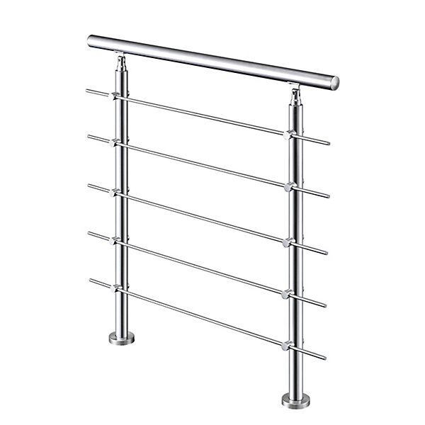 Garde-corps 100cm avec main courante, en acier inoxydable 201, pour intérieur et extérieur, garde-corps avec 5 traverses