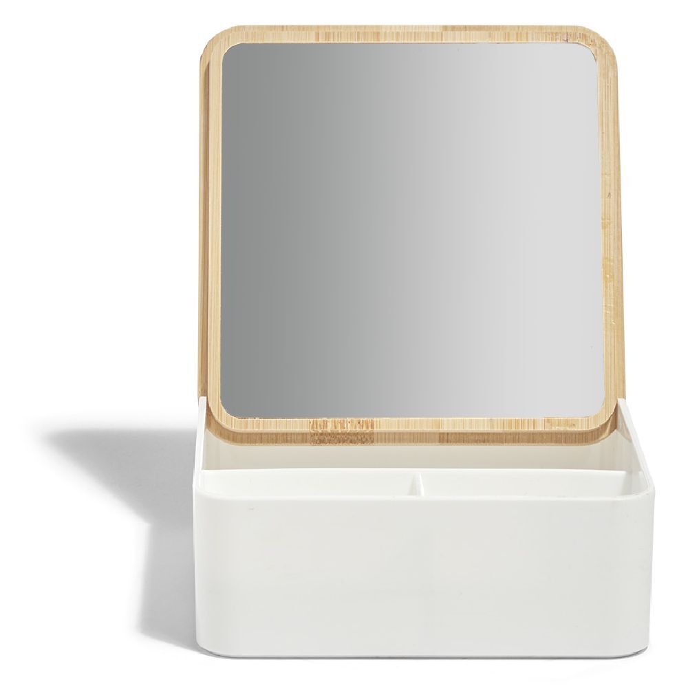 BoÎte à bijoux rectangulaire avec miroir 14,6x14,6xH5,6cm