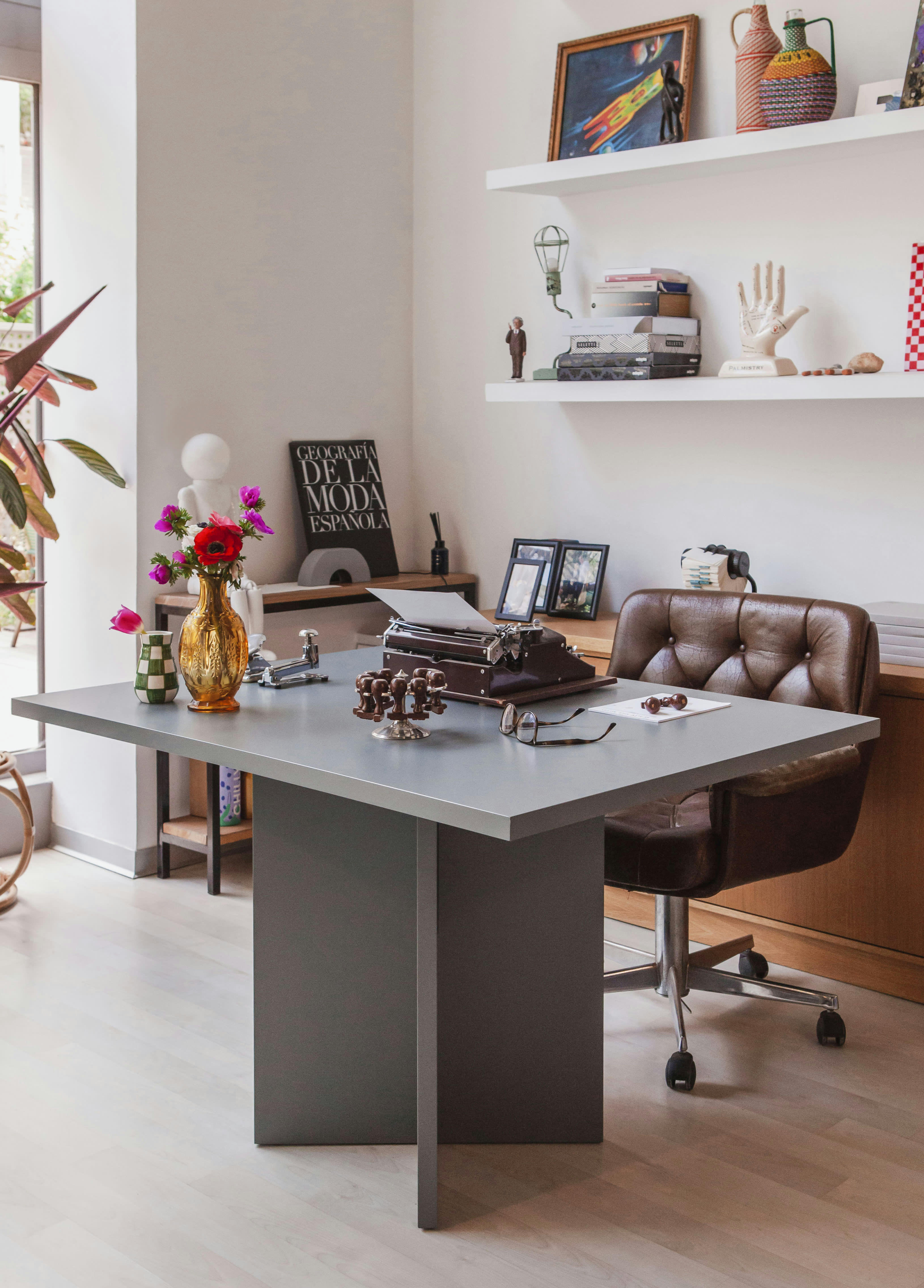 BLOCKIE-MATILDA - Table à manger rectangulaire laquée en MDF de 3cm Gris  90x120cm