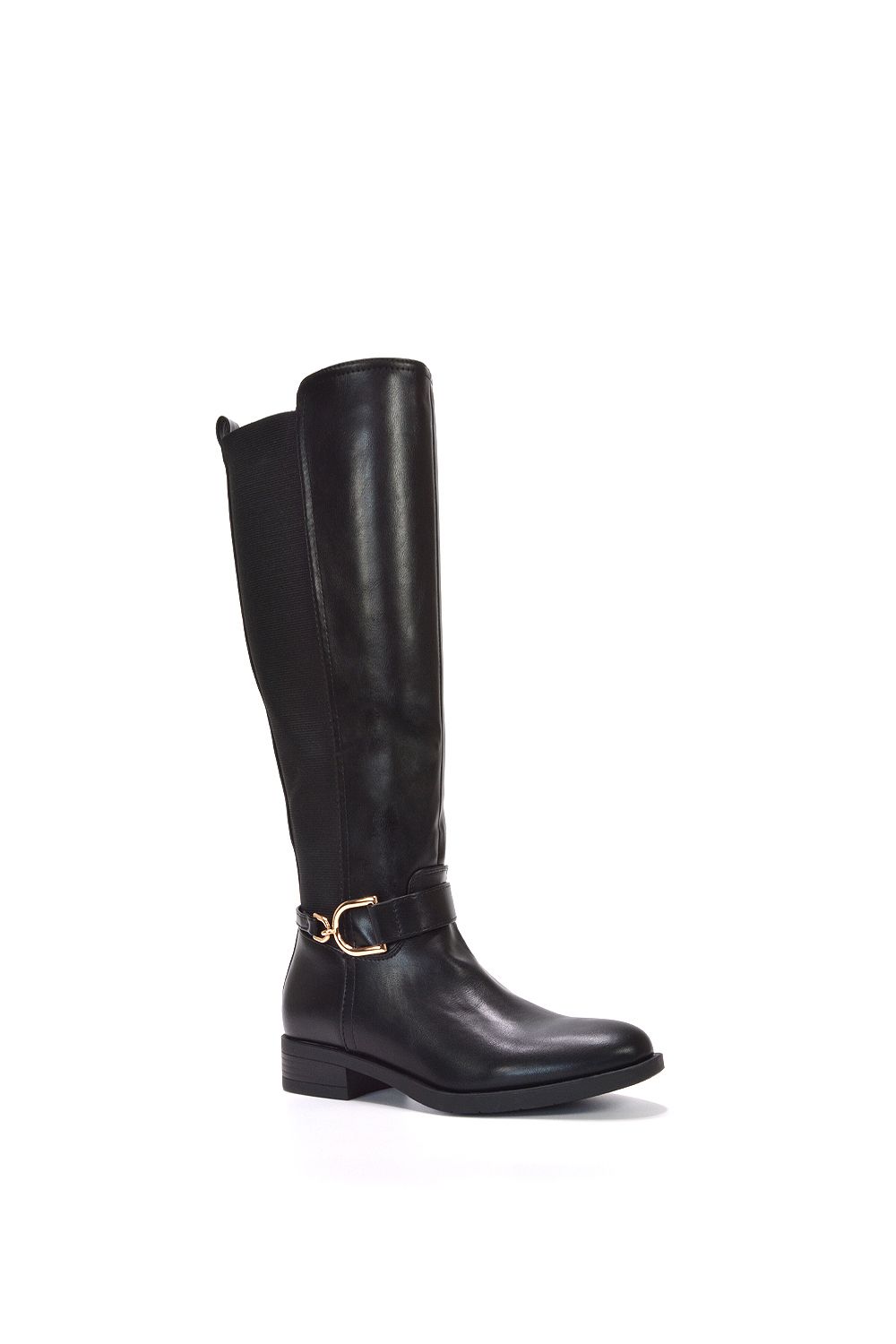 XY London Tracey' Flat Low Heel Elasticated Calf Knee High Boots