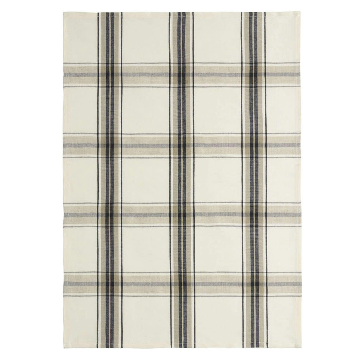 BOCAGE - Torchon en lin et coton noir 50x75