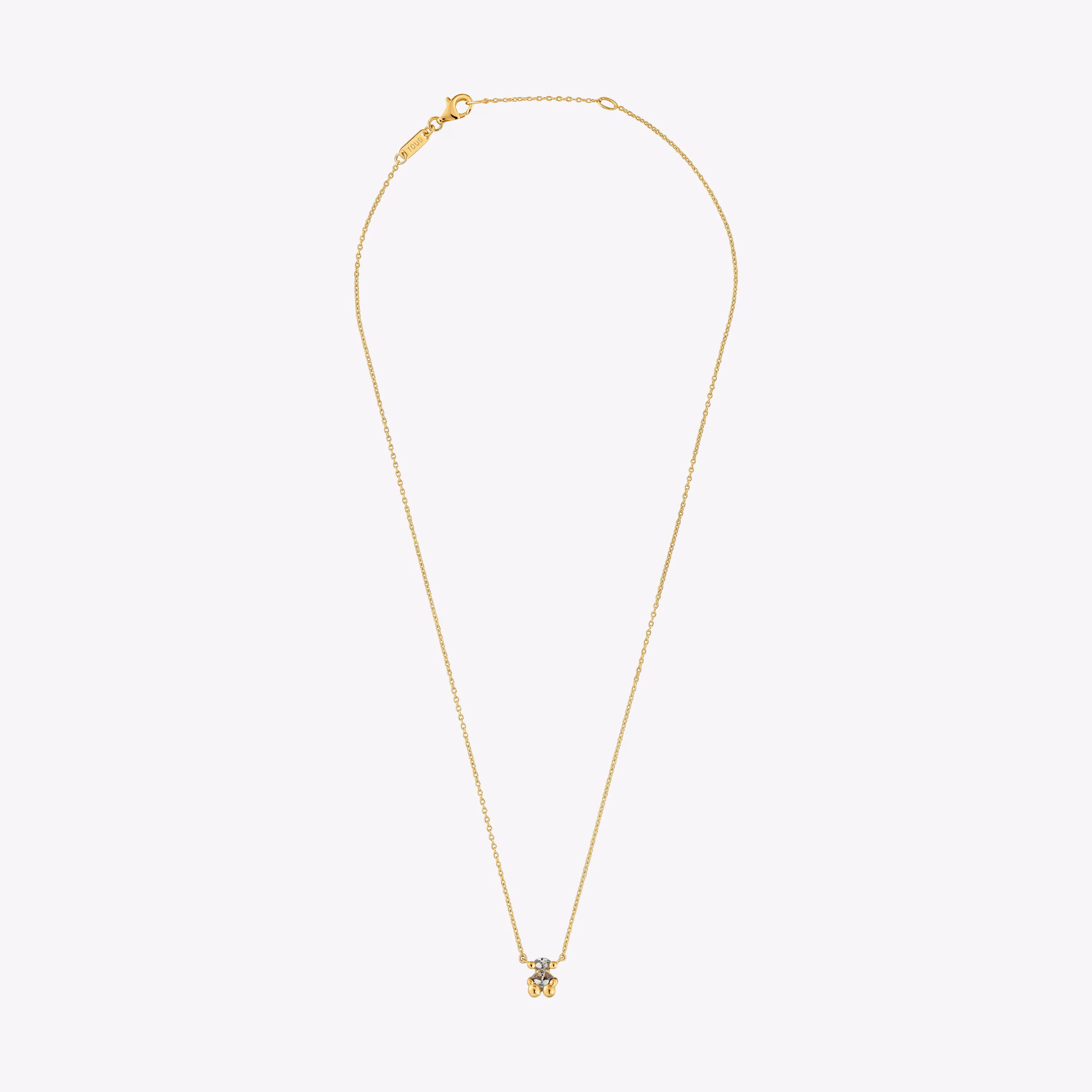 Collar corto motivo oso con baño de oro 18 kt sobre plata y espinela verde creada en laboratorio Color Bear LGG