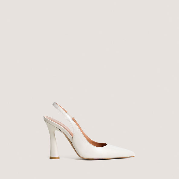 Escarpins slingbacks à bouts pointusen vernis écru | DRESSY