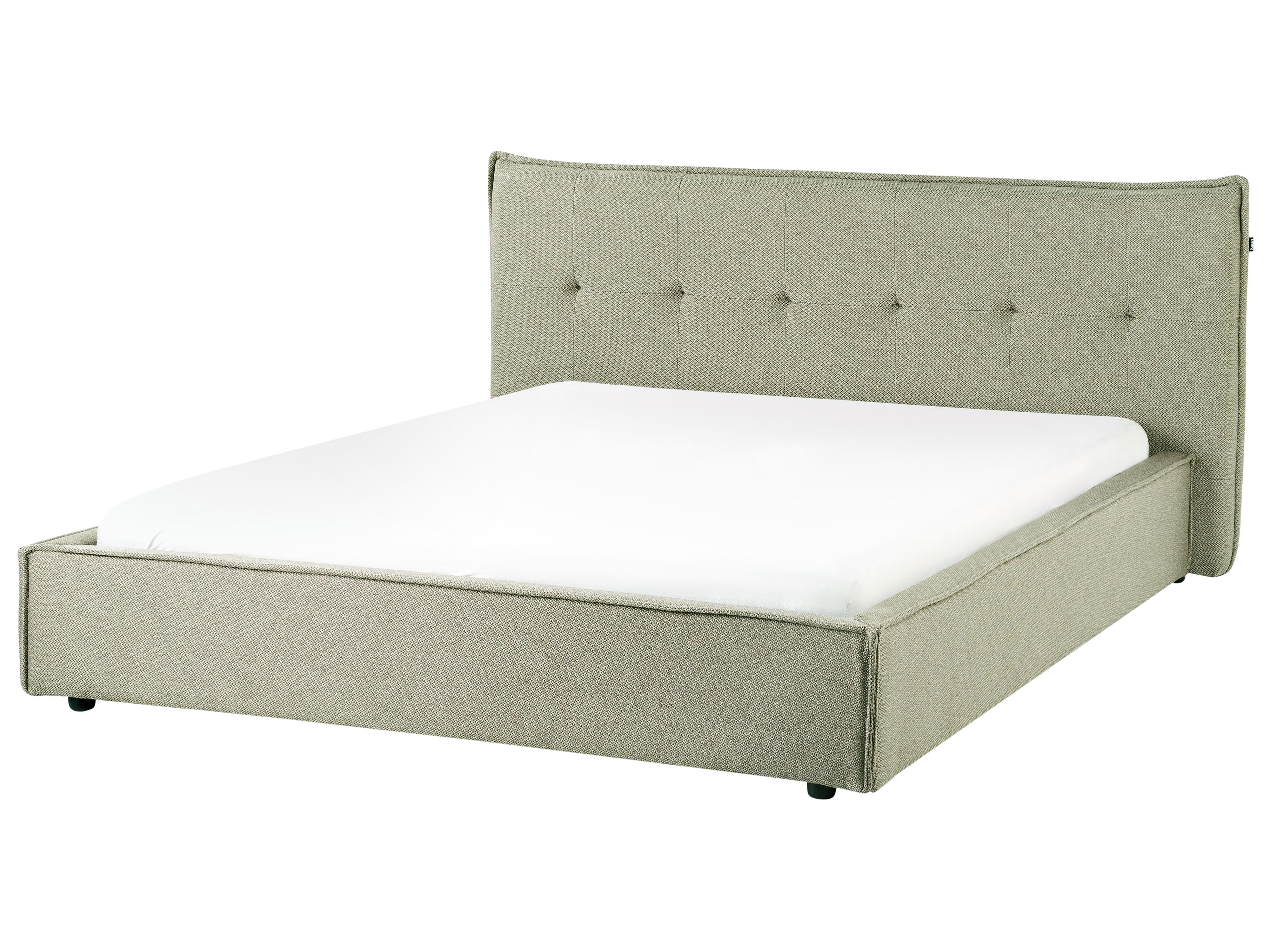 Bed Faux Linen LESTRE 160 x 200 cm (EU King Size) Green