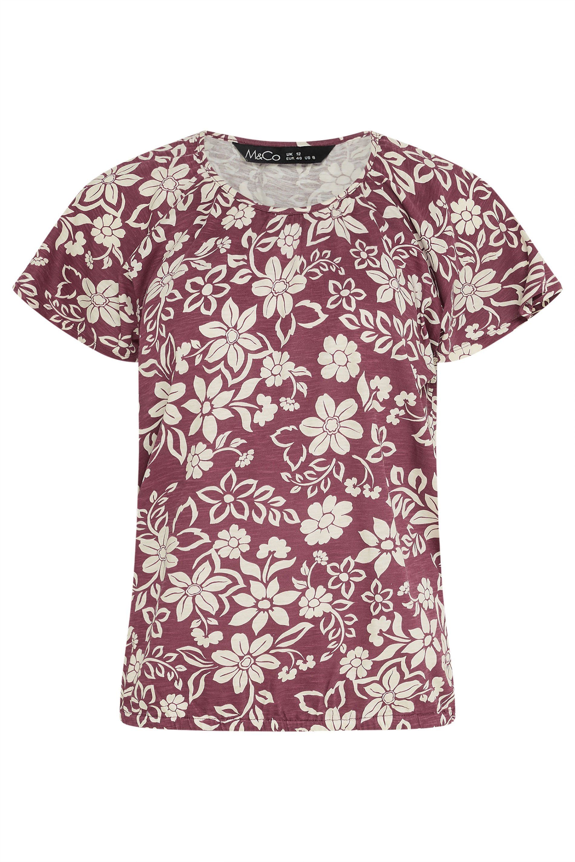 M&Co Floral Cotton Scoop Neck Top