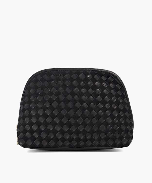 Styling Black - Woven Leather Cosmetic Bag