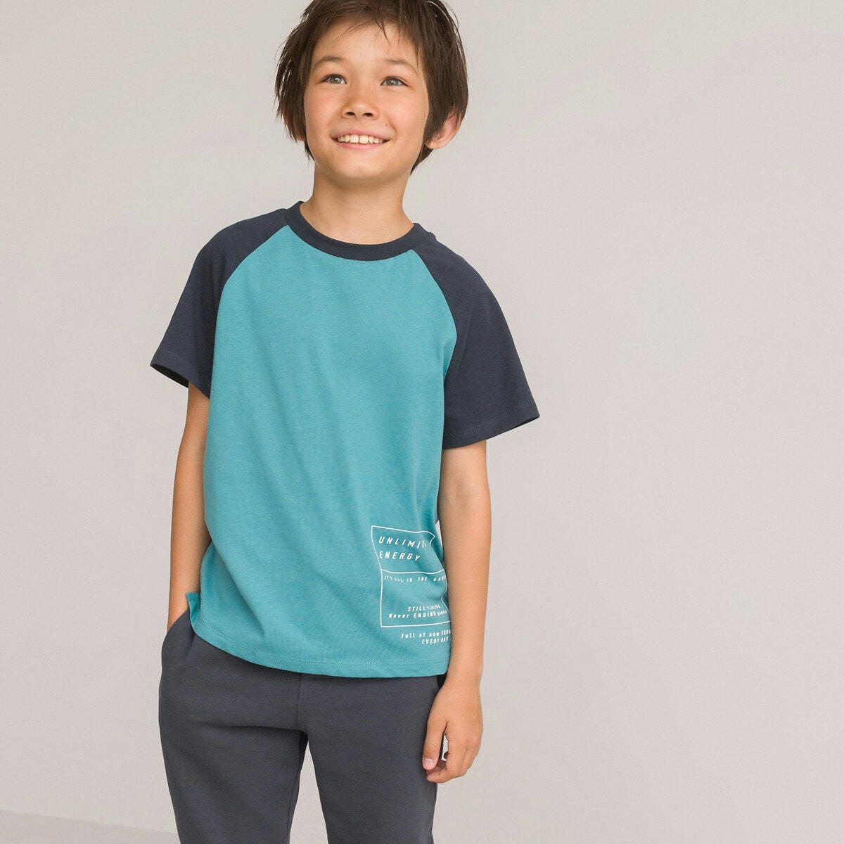 T-shirt col rond, message imprimé devant