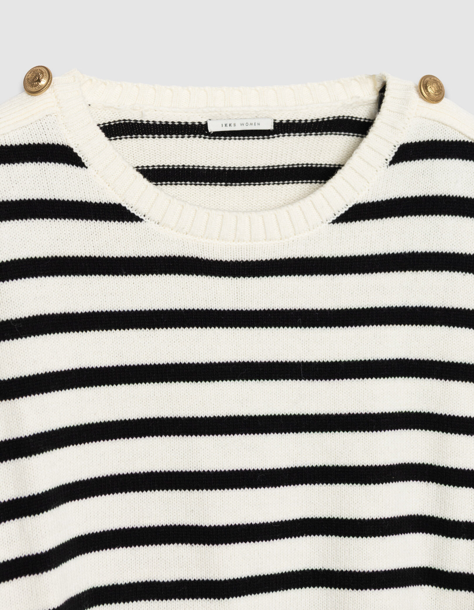 Pull marinière court boutons gravés aux manches Femme