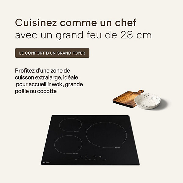 BELDEKO Plaque de Cuisson 3 foyers Induction 5800 WATTS - Grand feu de 280 mm