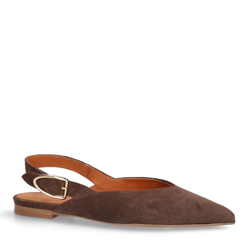 Manfield Bruine suède slingbacks