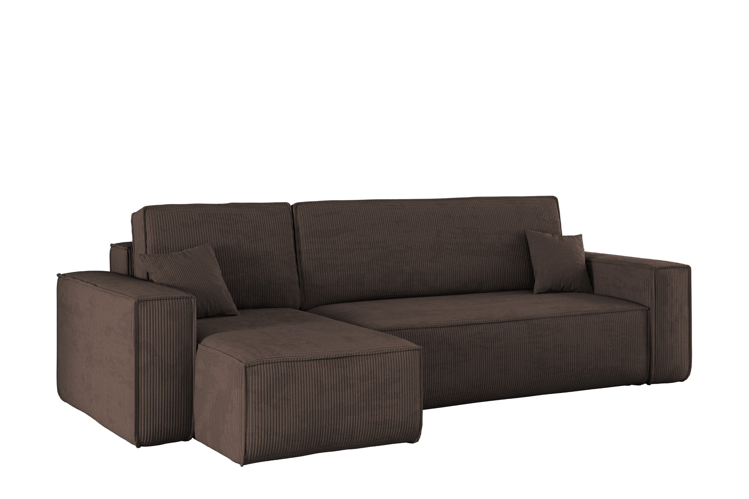 Sofa w kształcie L BEST narożnik, tkanina Poso, Brązowy Lewostronny