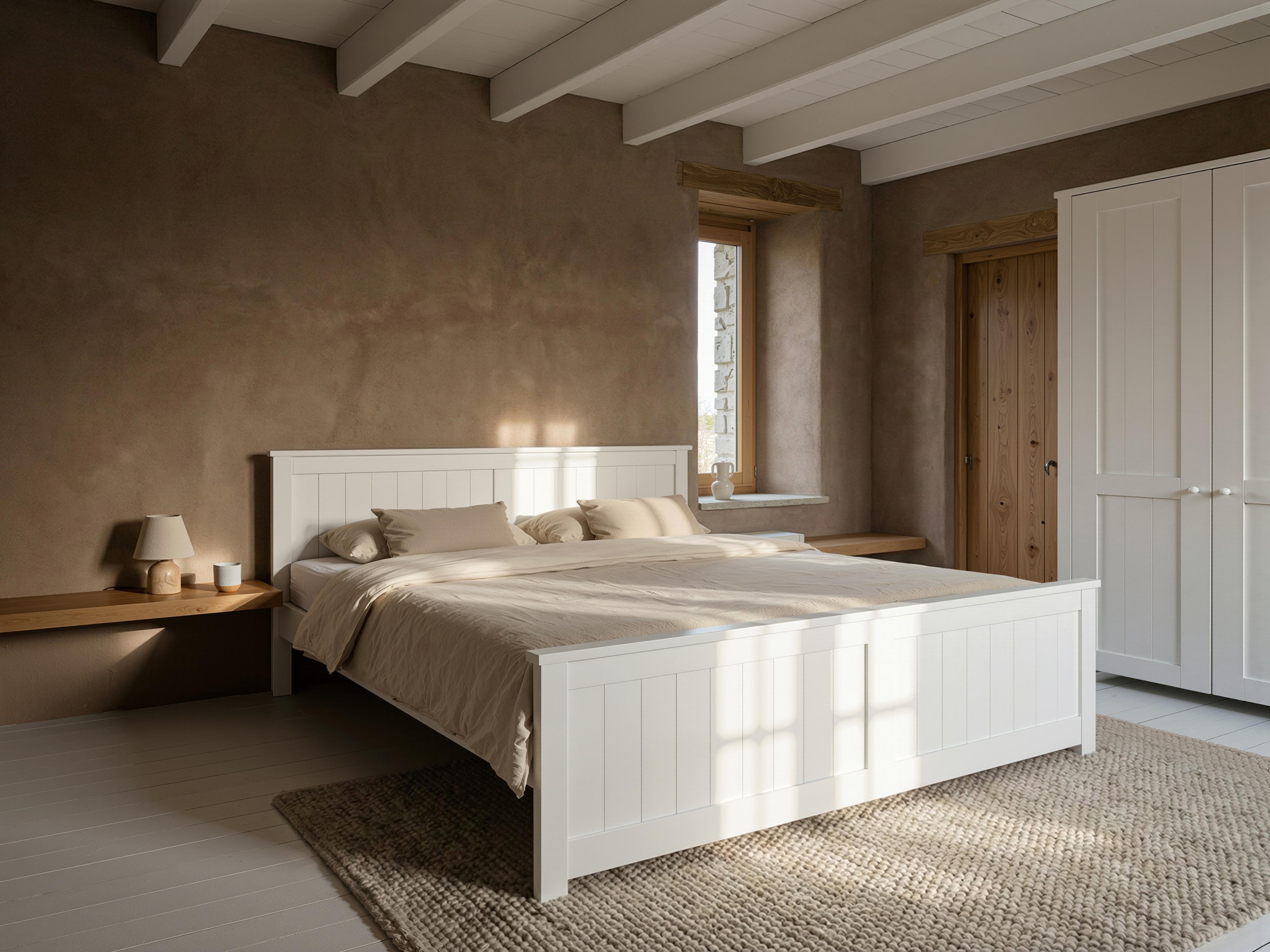 Bed Pine Wood SABRAN 160 x 200 cm (EU King Size) White