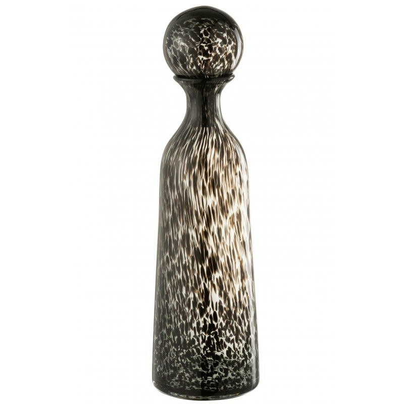 - Bouteille + bouchon pois décorative haut verre noir H44,5cm