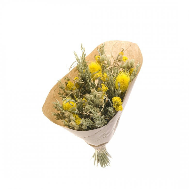 BFS - Bouquet fleurs séchées L Jaune D25cm