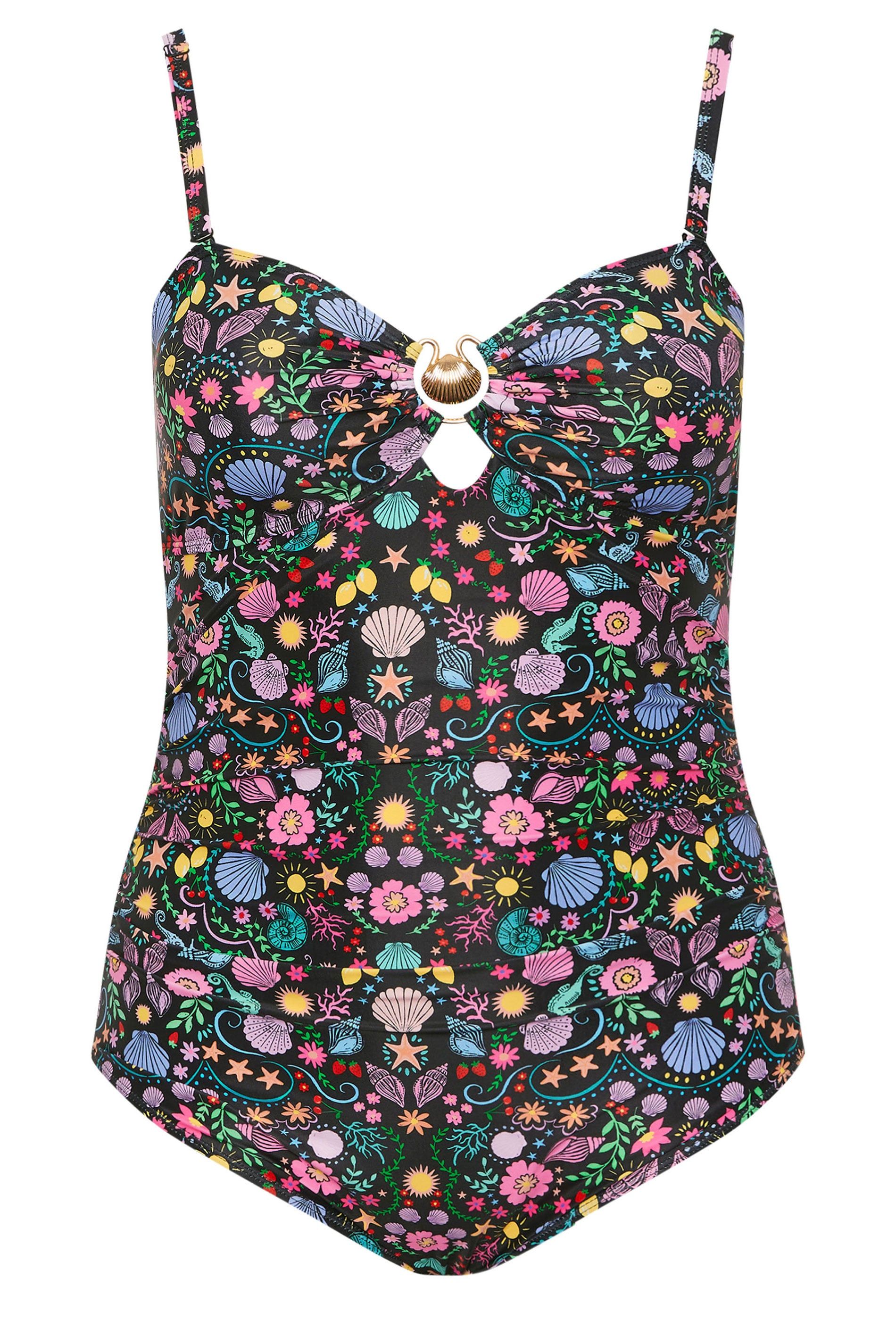 Yours Shell Print Bandeau Swimsuit