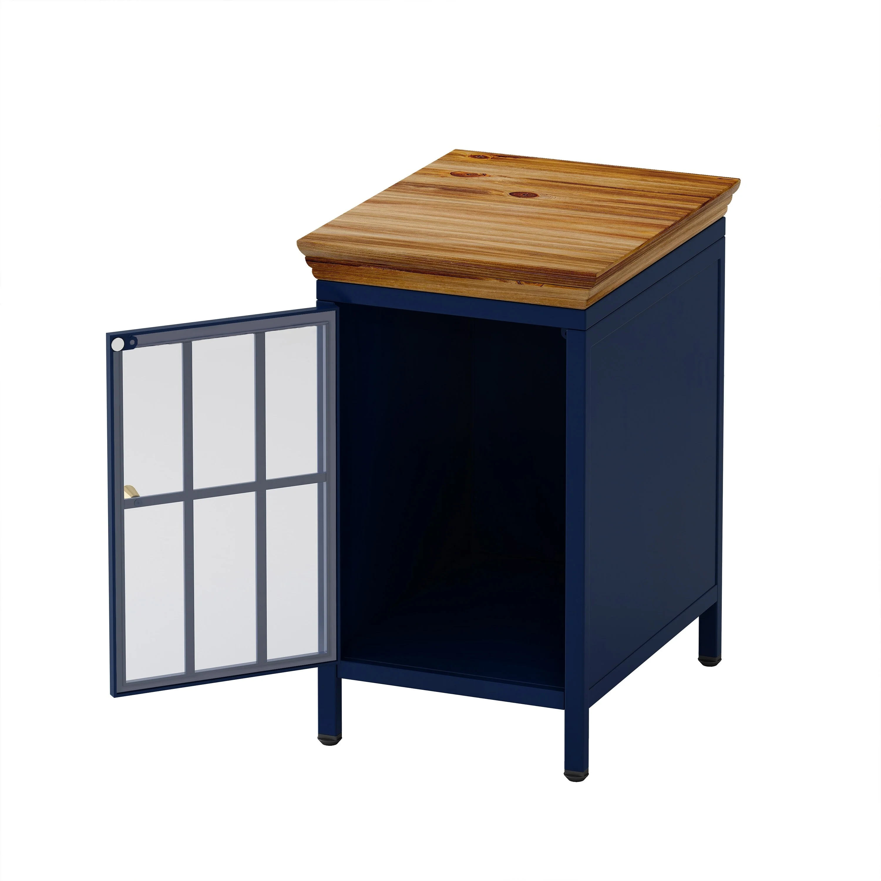 Nightstand With Storage Cabinet & Solid Wood Tabletop