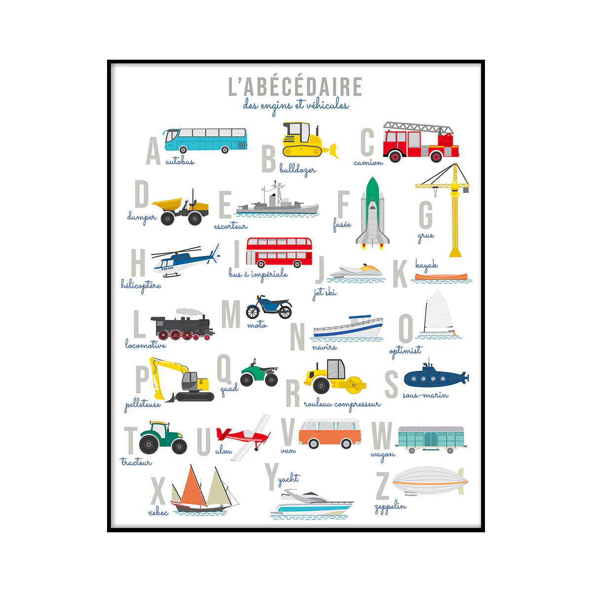 4MURS Tableau ABÉCÉDAIRE LITTLE MOTORS coloris multicolore