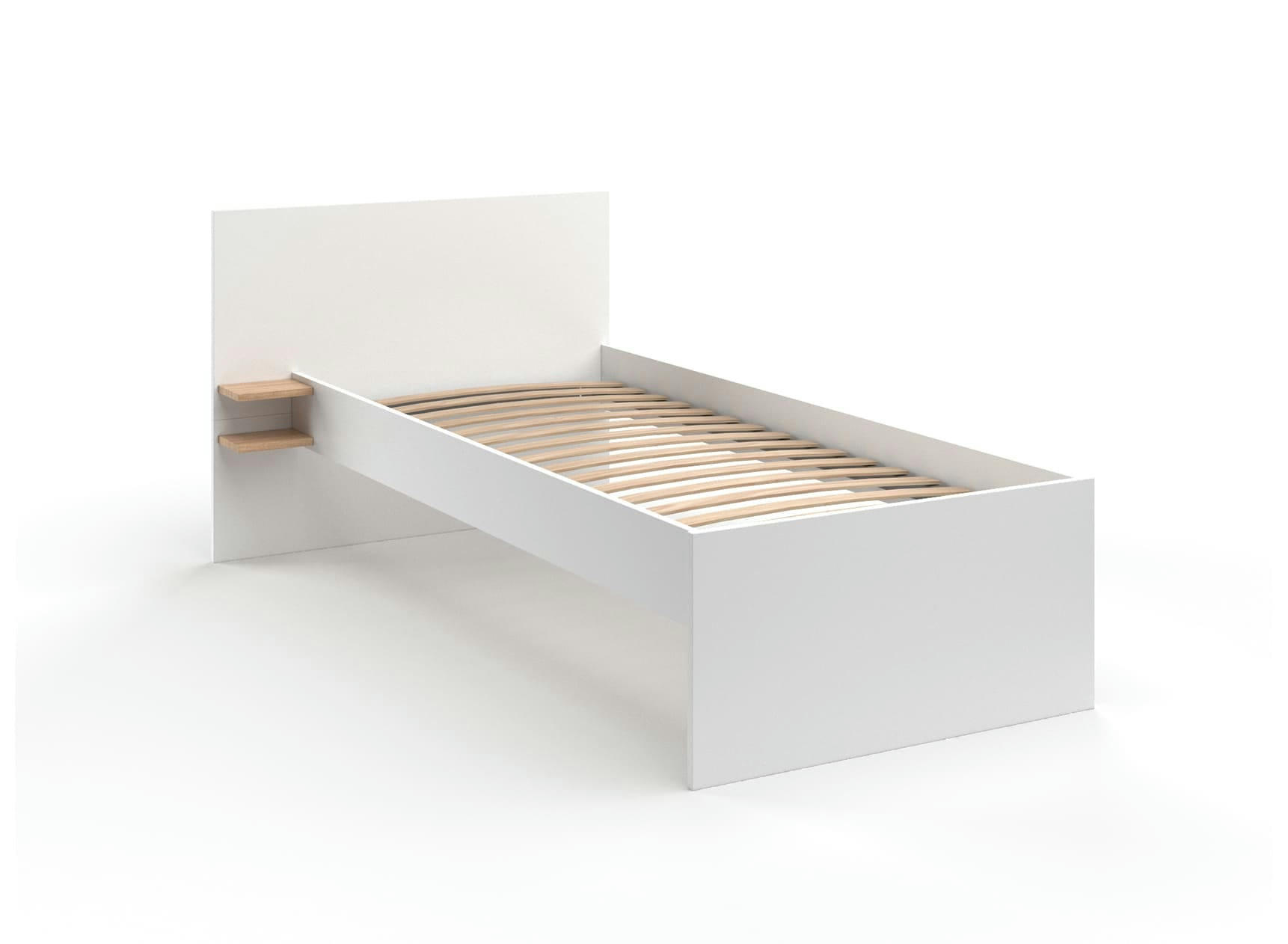 ALBI - Lit enfant avec chevet 90x200 Blanc et Chêne