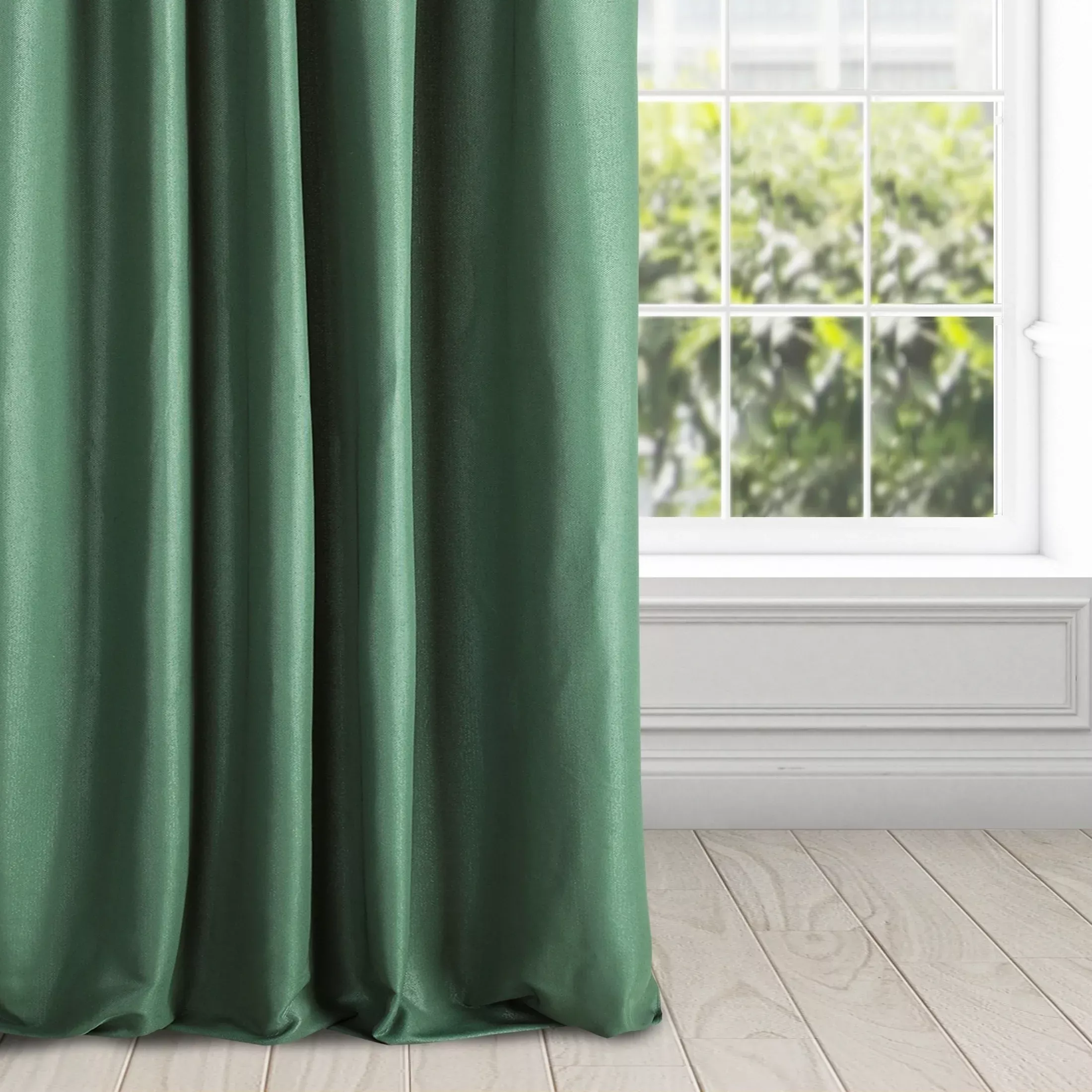 Zasłona zielona z błyszczącym splotem 140x270 cm taśma ESSME DIVA LINE