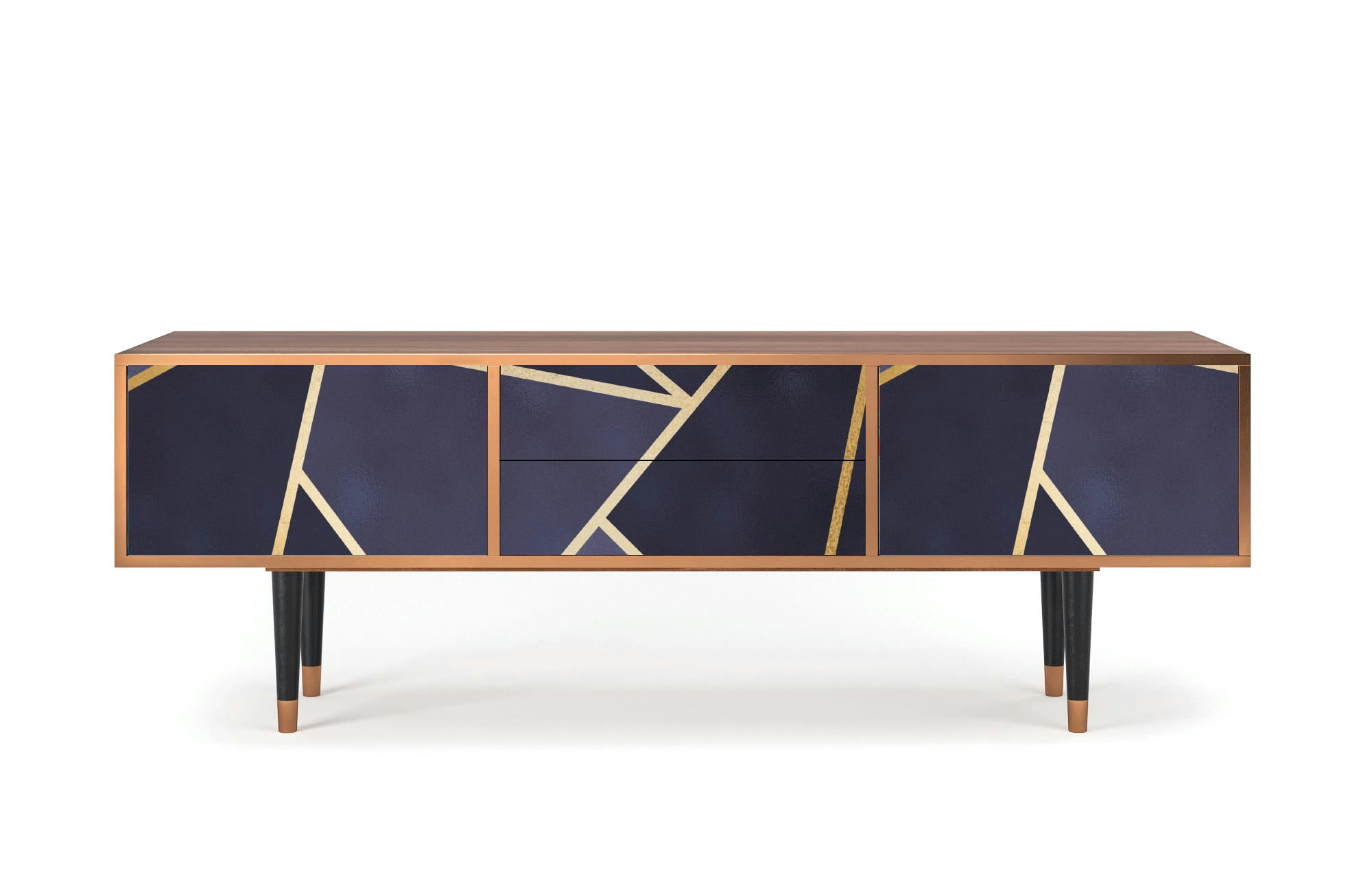 THE AMETHYST - Meuble TV  bleu 2 tiroirs et 2 portes L 170 cm