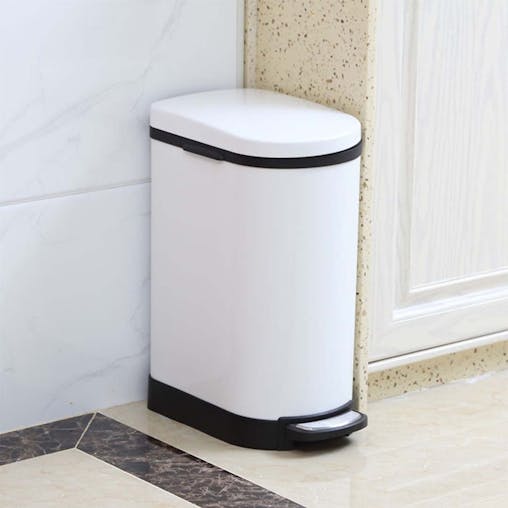 SOGA 4X Stainless Steel Foot Pedal Bin U Shape White 10L