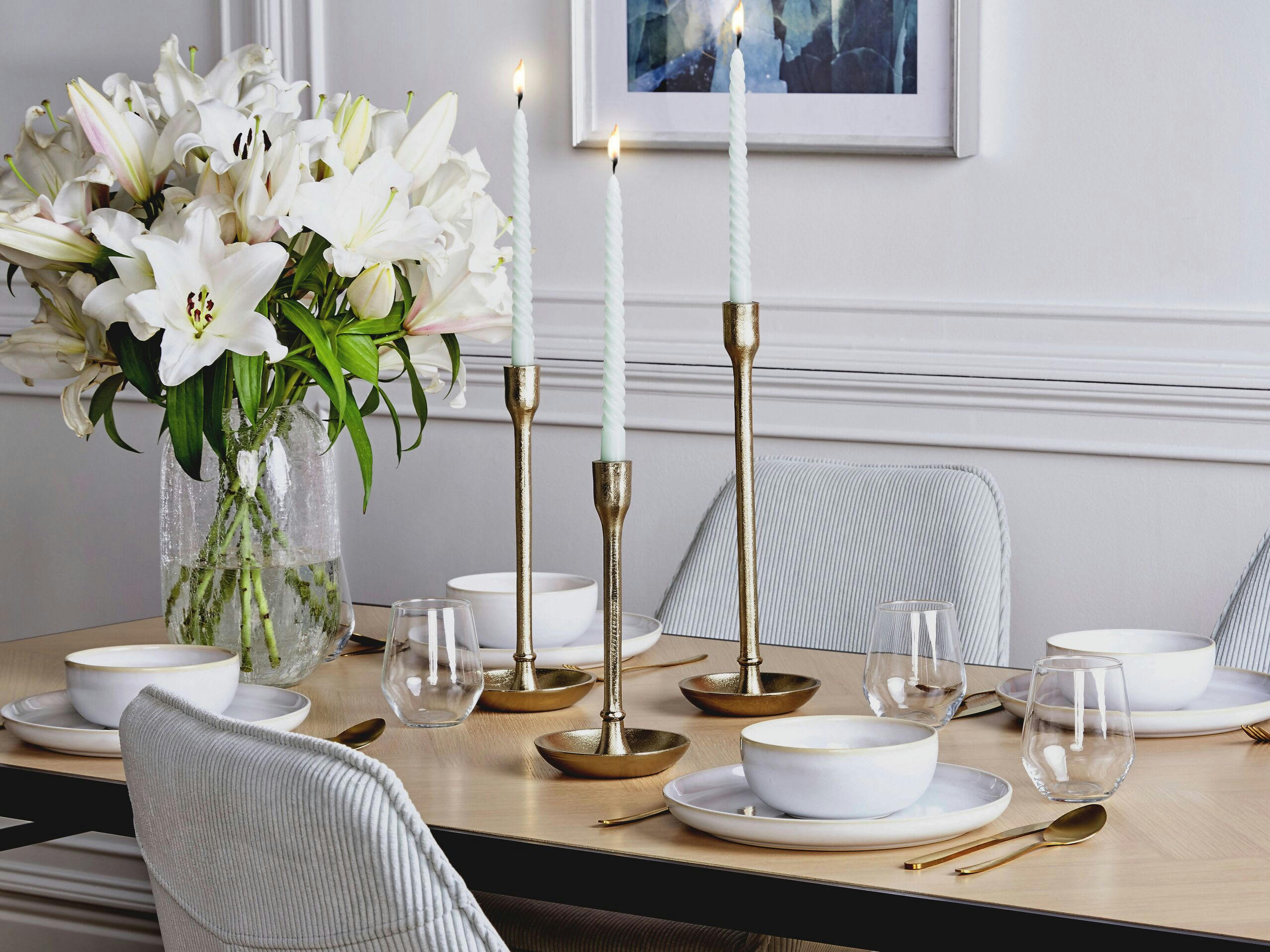 LIWUNG - Lot de 3 bougeoirs dorés 27 33 38 cm