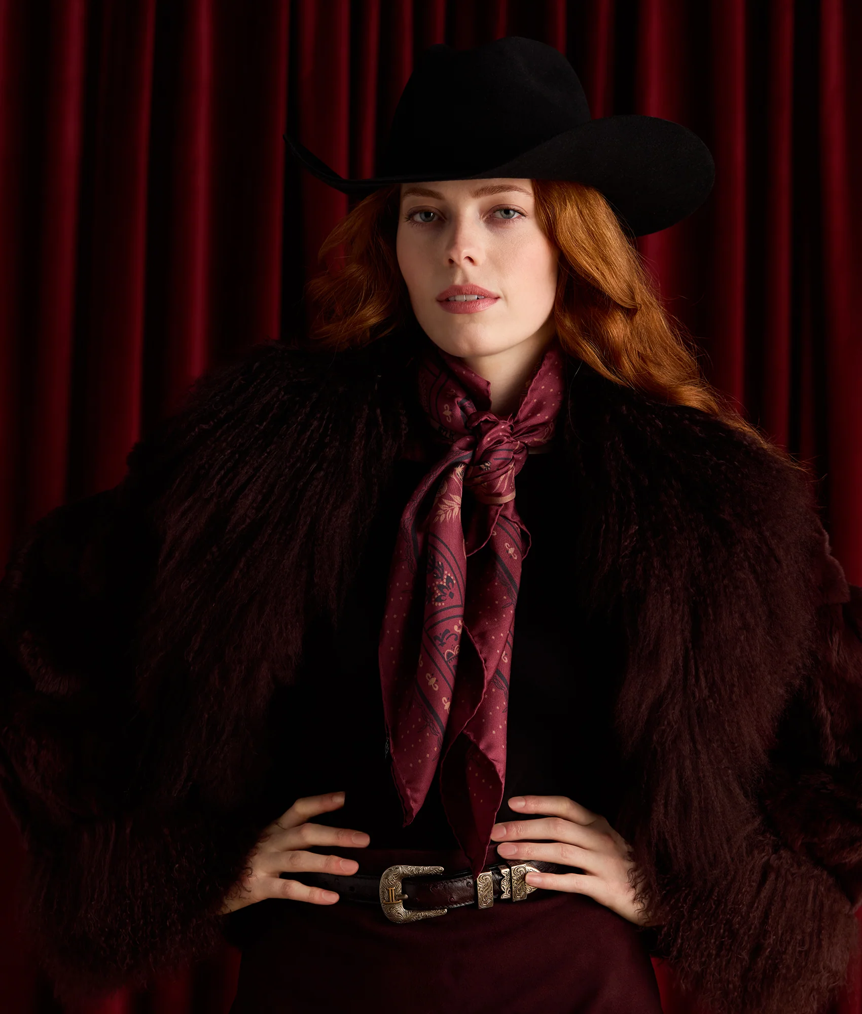 Roots Silk Scarf - Burgundy