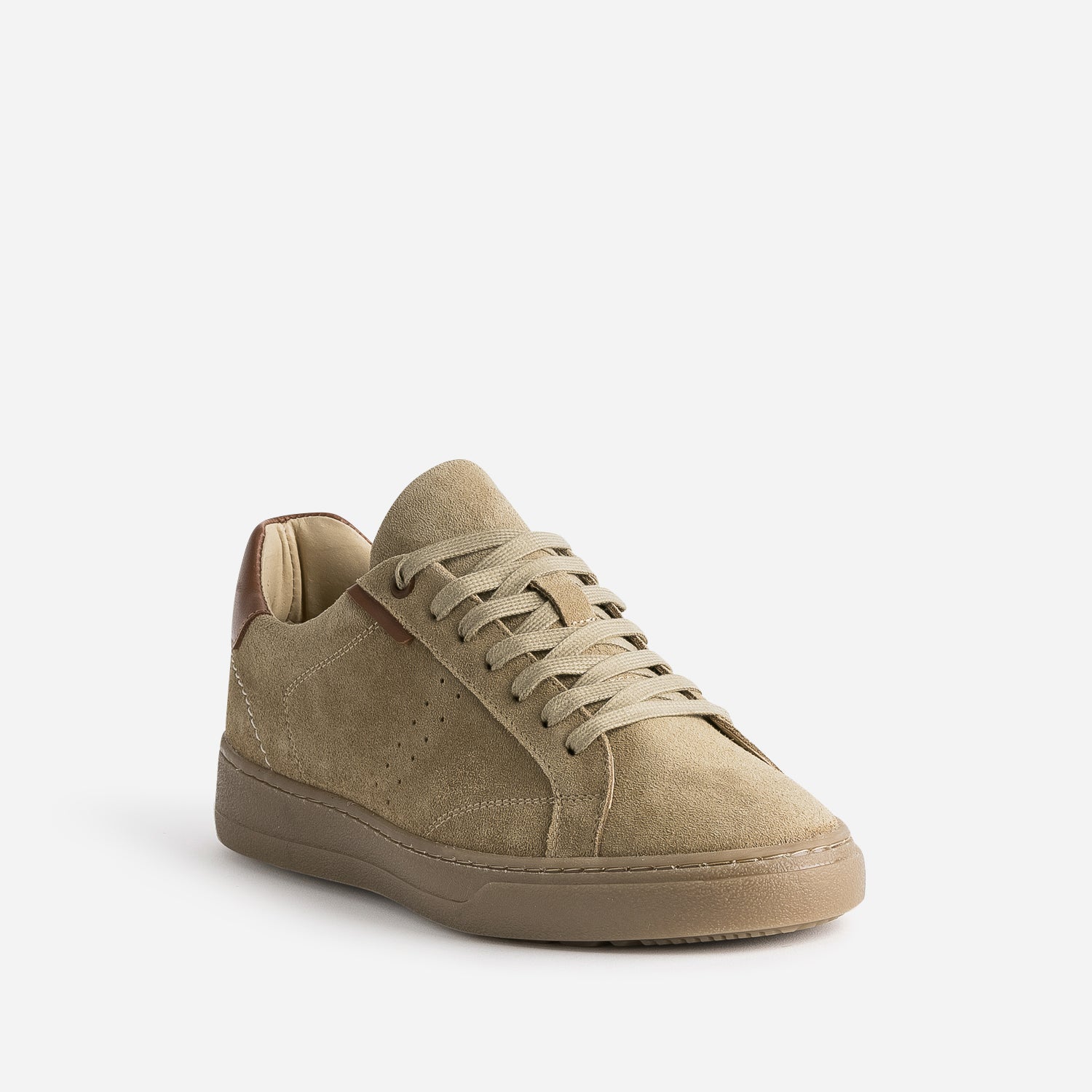 Tennis beige cuir velours